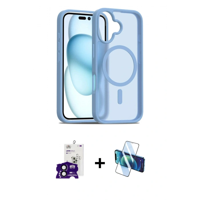 MARSİLYAN™- iPhone 16 Kılıf Siluet Minimal Prime - Siyah 3D Antistatik Seramik Nano Ekran Koruyucu + Bilvis Titan Kamera Lens - SH