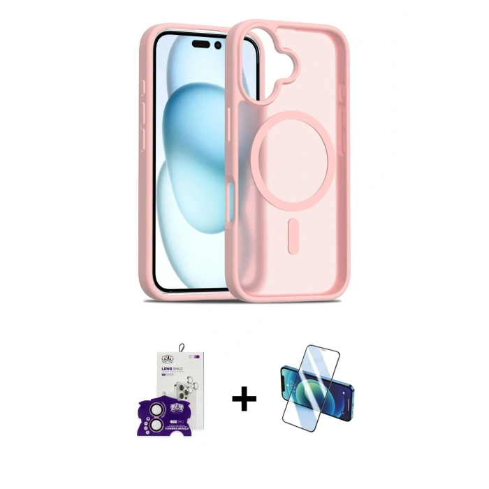 MARSİLYAN™- iPhone 16 Kılıf Siluet Minimal Prime - Siyah 3D Antistatik Seramik Nano Ekran Koruyucu + Bilvis Titan Kamera Lens - PE