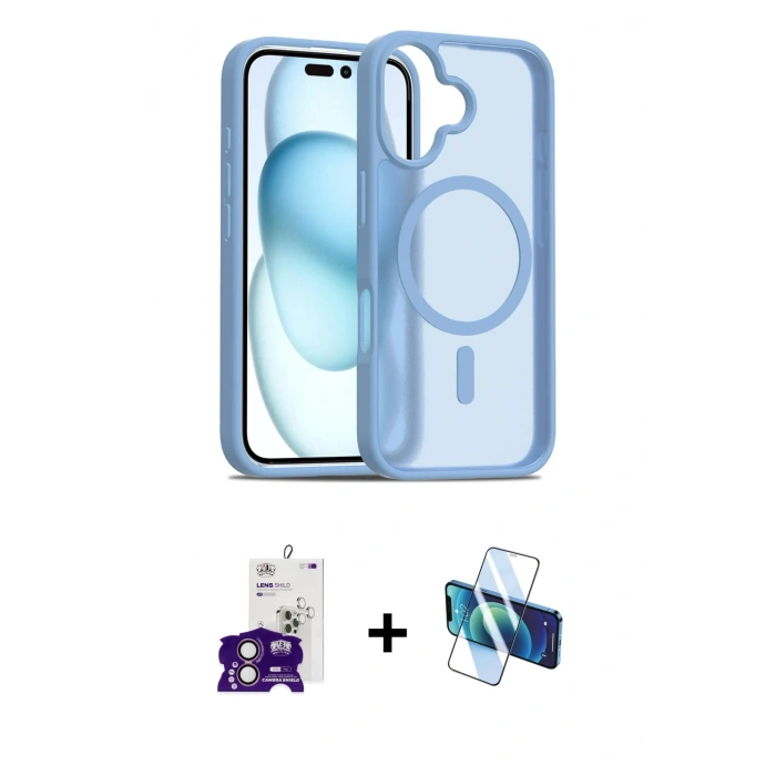 MARSİLYAN™- iPhone 16 Kılıf Siluet Minimal Prime - Siyah 3D Antistatik Seramik Nano Ekran Koruyucu + Bilvis Titan Kamera Lens - PE