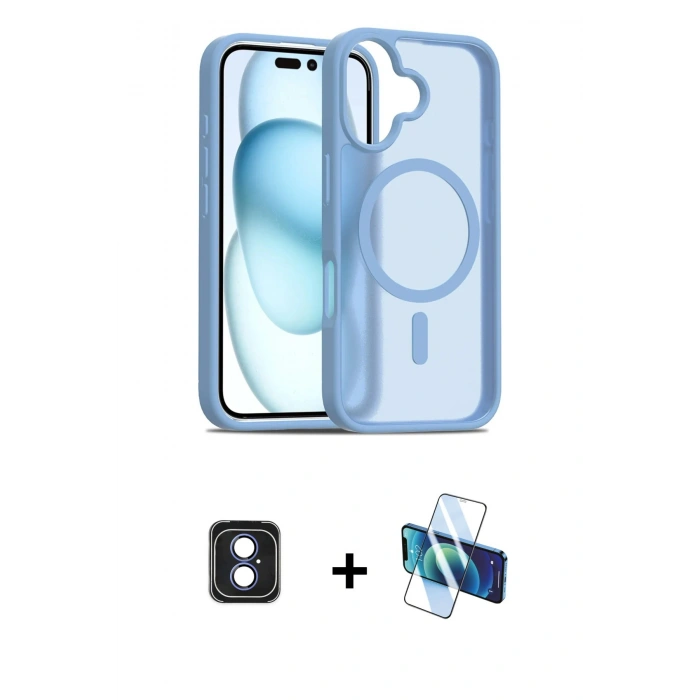 MARSİLYAN™- iPhone 16 Kılıf Siluet Minimal Prime - Siyah 3D Antistatik Seramik Nano Ekran Koruyucu + PVD Metal Kamera Lens - MI