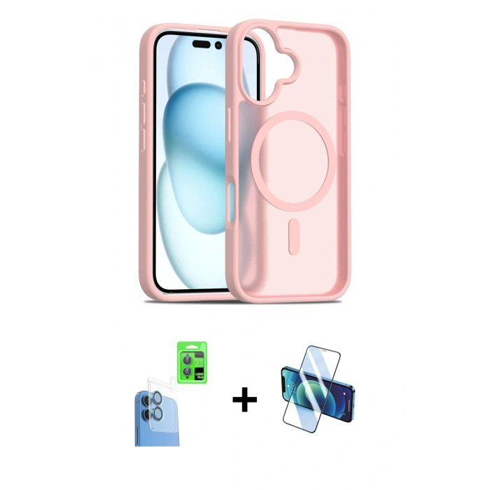 MARSİLYAN™- iPhone 16 Kılıf Siluet Minimal Prime - Siyah 3D Antistatik Seramik Nano Ekran Koruyucu + Raze Metal Kamera Lens - LT