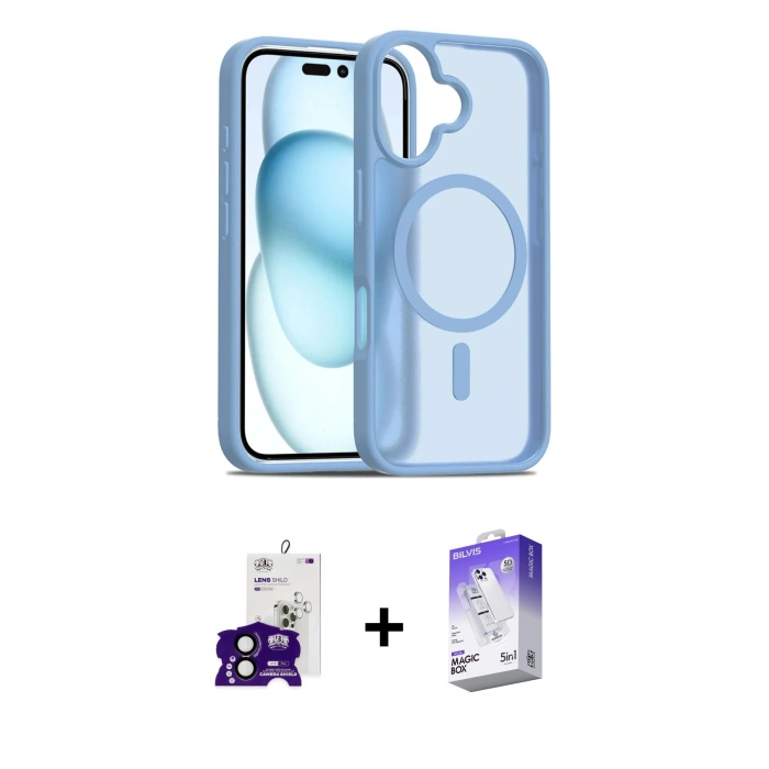 MARSİLYAN™- iPhone 16 Kılıf Siluet Minimal Prime - Siyah Bilvis 5in1 3D Magic Cam Ekran Koruyucu + Siyah Bilvis Titan Kamera Lens