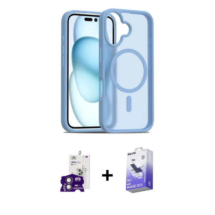 MARSİLYAN™- iPhone 16 Kılıf Siluet Minimal Prime - Siyah Bilvis 5in1 5D Magic Hayalet Cam Ekran Koruyucu + Bilvis Titan Kamera Lens - PE