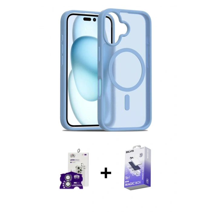 MARSİLYAN™- iPhone 16 Kılıf Siluet Minimal Prime - Siyah Bilvis 5in1 5D Magic Hayalet Cam Ekran Koruyucu + Bilvis Titan Kamera Lens - GS