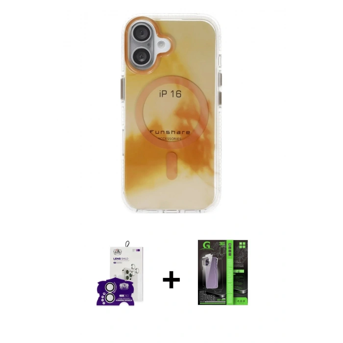 MARSİLYAN™- iPhone 16 Kılıf Ufuk Doku Prime - Şeffaf 360 Full Body Arka Koruyucu + Bilvis Titan Kamera Lens - GS