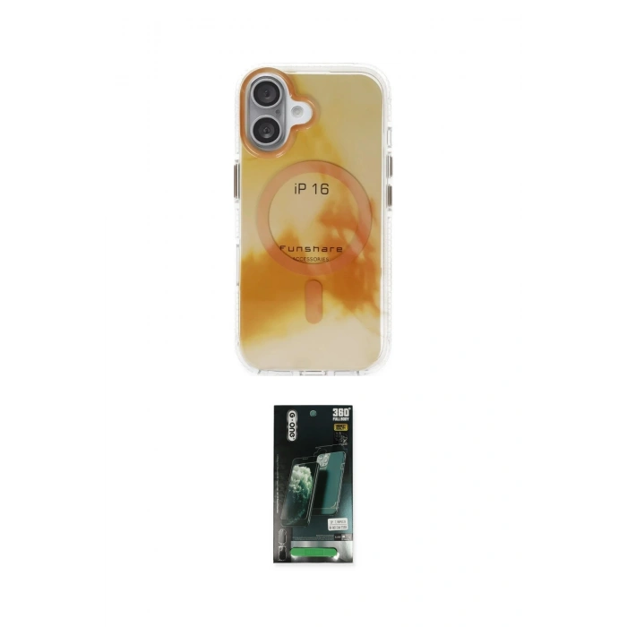 MARSİLYAN™- iPhone 16 Kılıf Ufuk Doku Prime - Siyah 360 Mat Full Body Arka Koruyucu