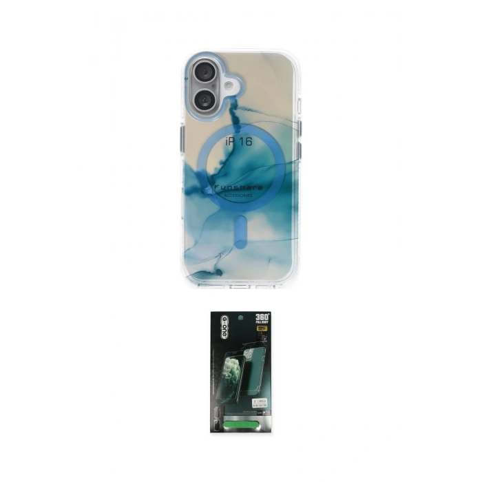 MARSİLYAN™- iPhone 16 Kılıf Ufuk Doku Prime - Siyah 360 Mat Full Body Arka Koruyucu