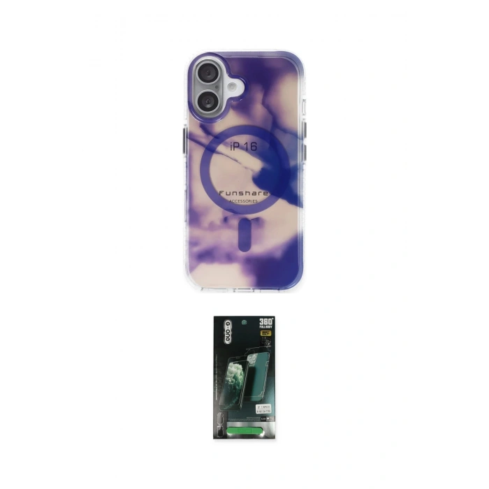 MARSİLYAN™- iPhone 16 Kılıf Ufuk Doku Prime - Siyah 360 Mat Full Body Arka Koruyucu
