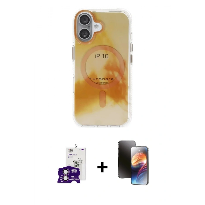 MARSİLYAN™- iPhone 16 Kılıf Ufuk Doku Prime - Siyah 3D Antistatik Mat Seramik Nano Ekran Koruyucu + Bilvis Titan Kamera Lens - PE