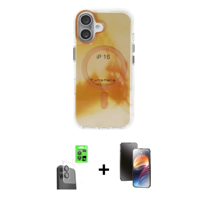 MARSİLYAN™- iPhone 16 Kılıf Ufuk Doku Prime - Siyah 3D Antistatik Mat Seramik Nano Ekran Koruyucu + Raze Metal Kamera Lens - SH