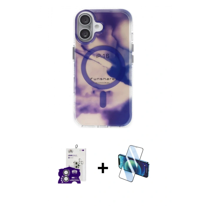 MARSİLYAN™- iPhone 16 Kılıf Ufuk Doku Prime - Siyah 3D Antistatik Seramik Nano Ekran Koruyucu + Bilvis Titan Kamera Lens - GS