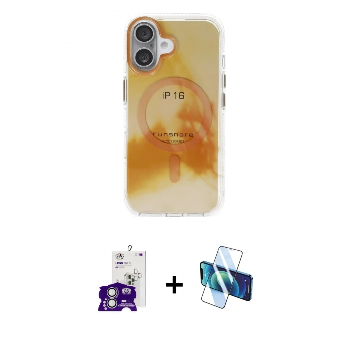 MARSİLYAN™- iPhone 16 Kılıf Ufuk Doku Prime - Siyah 3D Antistatik Seramik Nano Ekran Koruyucu + Bilvis Titan Kamera Lens - GS