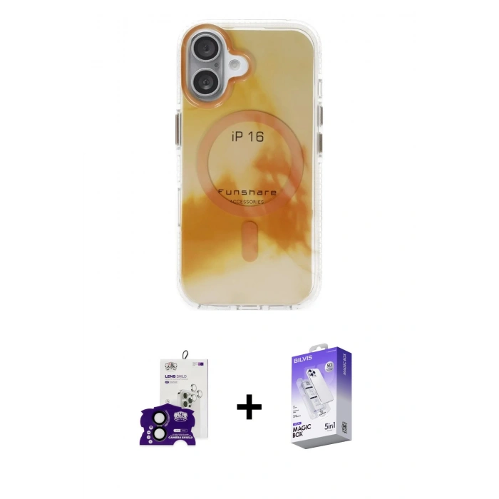 MARSİLYAN™- iPhone 16 Kılıf Ufuk Doku Prime - Siyah Bilvis 5in1 3D Magic Cam Ekran Koruyucu + Bilvis Titan Kamera Lens - SH