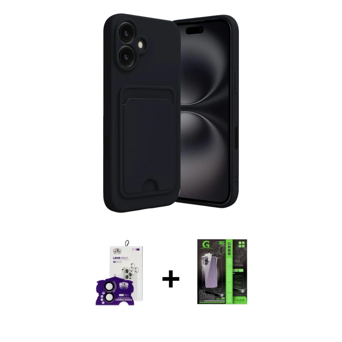 MARSİLYAN™- iPhone 16 Kılıf Vadi Çizgi Prime - Şeffaf 360 Full Body Arka Koruyucu + Bilvis Titan Kamera Lens - SH