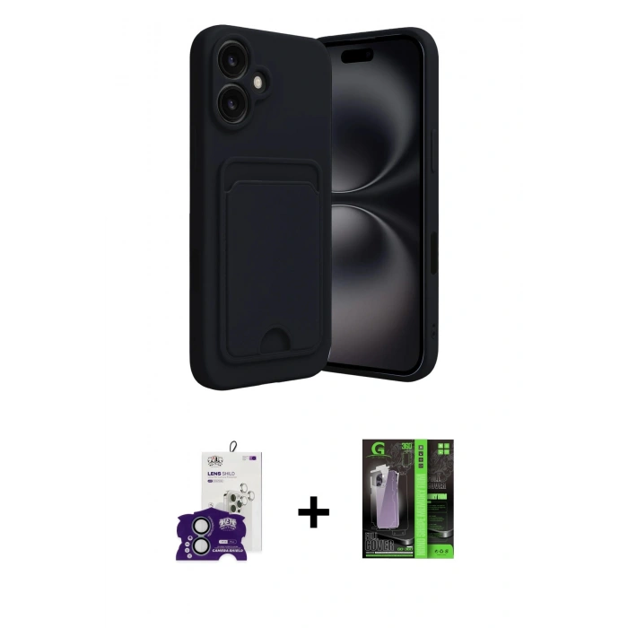 MARSİLYAN™- iPhone 16 Kılıf Vadi Çizgi Prime - Şeffaf 360 Full Body Arka Koruyucu + Bilvis Titan Kamera Lens - YL