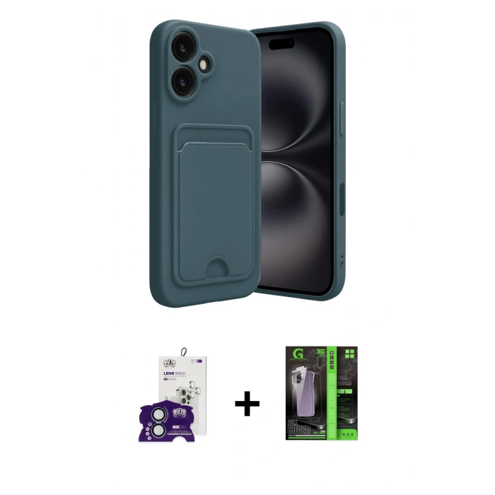 MARSİLYAN™- iPhone 16 Kılıf Vadi Çizgi Prime - Şeffaf 360 Full Body Arka Koruyucu + Bilvis Titan Kamera Lens - YL