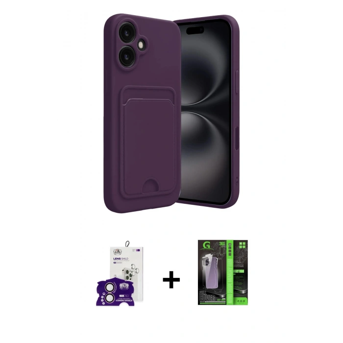 MARSİLYAN™- iPhone 16 Kılıf Vadi Çizgi Prime - Şeffaf 360 Full Body Arka Koruyucu + Bilvis Titan Kamera Lens - PE