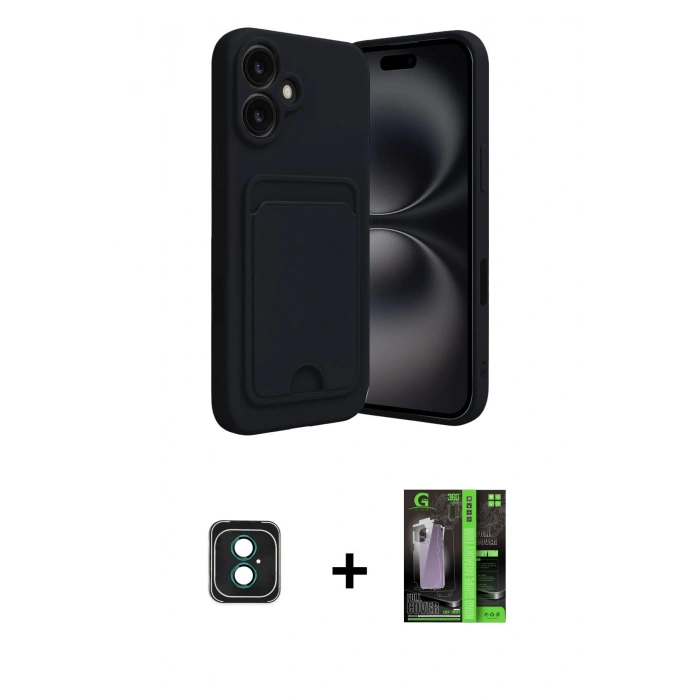 MARSİLYAN™- iPhone 16 Kılıf Vadi Çizgi Prime - Şeffaf 360 Full Body Arka Koruyucu + PVD Metal Kamera Lens - YL