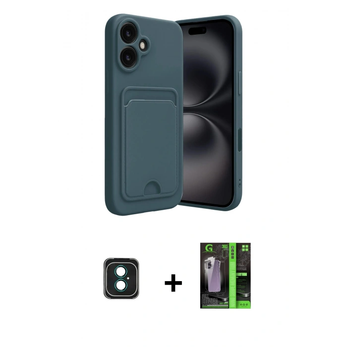 MARSİLYAN™- iPhone 16 Kılıf Vadi Çizgi Prime - Şeffaf 360 Full Body Arka Koruyucu + PVD Metal Kamera Lens - YL