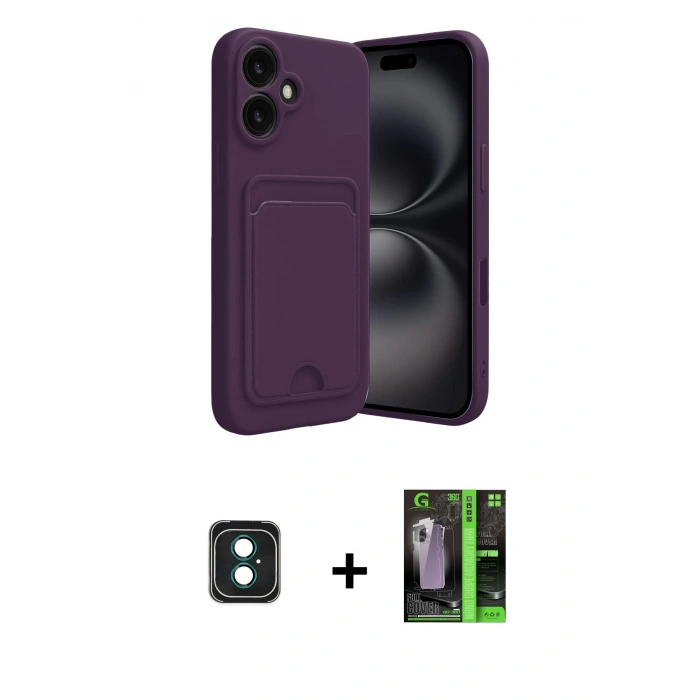 MARSİLYAN™- iPhone 16 Kılıf Vadi Çizgi Prime - Şeffaf 360 Full Body Arka Koruyucu + PVD Metal Kamera Lens - YL