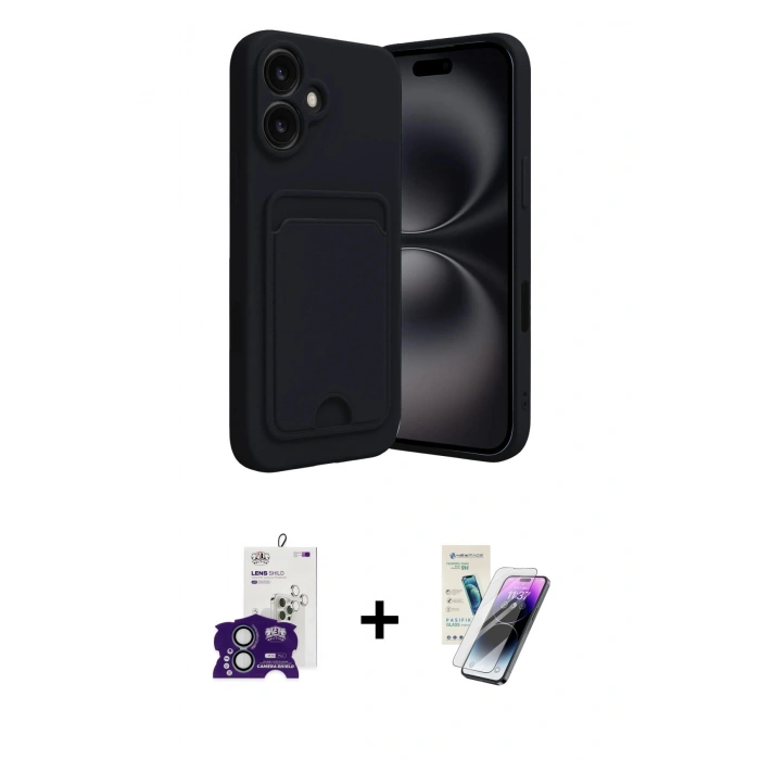 MARSİLYAN™- iPhone 16 Kılıf Vadi Çizgi Prime - Şeffaf Pasifik Cam Ekran Koruyucu + Bilvis Titan Kamera Lens - YL