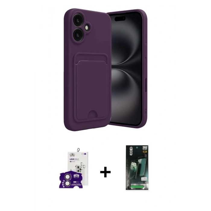 MARSİLYAN™- iPhone 16 Kılıf Vadi Çizgi Prime - Siyah 360 Mat Full Body Arka Koruyucu + Bilvis Titan Kamera Lens - PE
