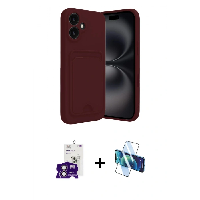MARSİLYAN™- iPhone 16 Kılıf Vadi Çizgi Prime - Siyah 3D Antistatik Seramik Nano Ekran Koruyucu + Bilvis Titan Kamera Lens - PE