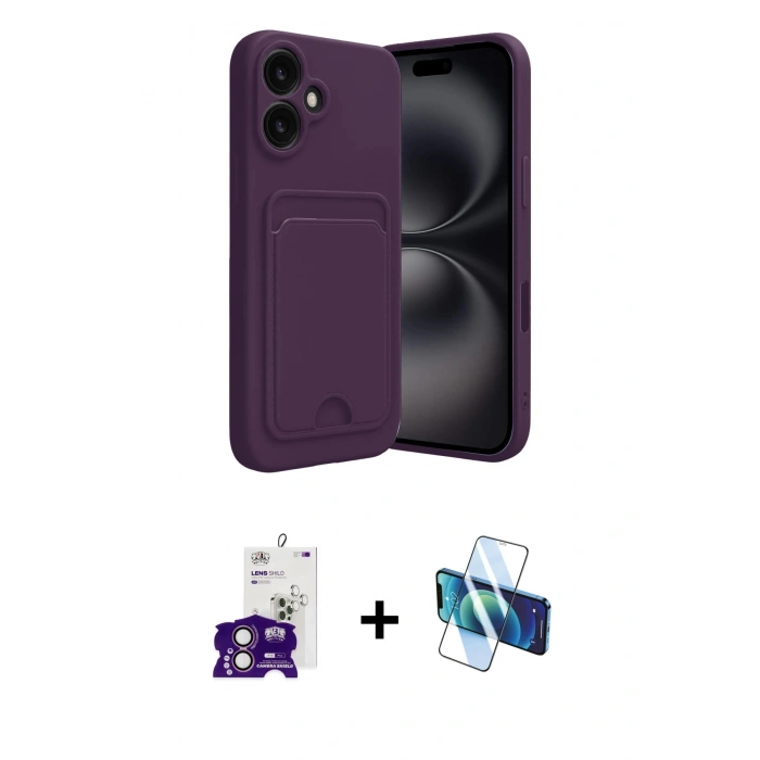 MARSİLYAN™- iPhone 16 Kılıf Vadi Çizgi Prime - Siyah 3D Antistatik Seramik Nano Ekran Koruyucu + Bilvis Titan Kamera Lens - PE