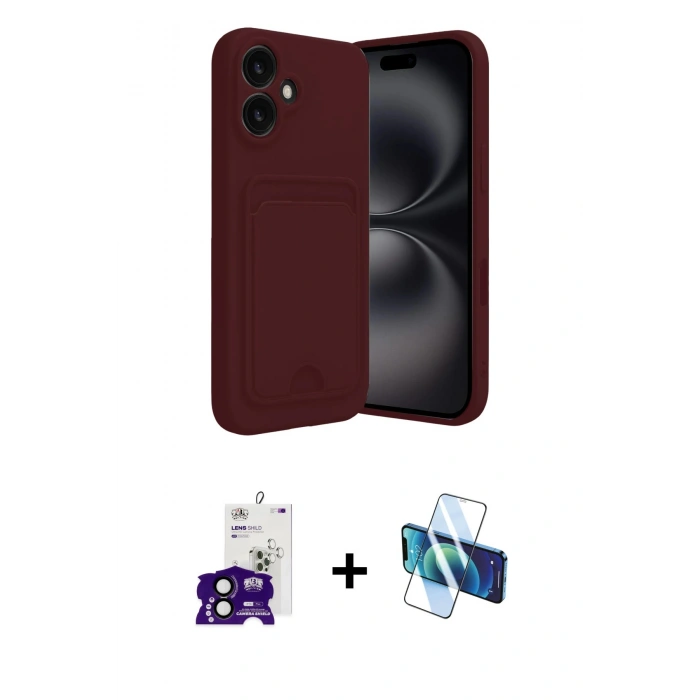 MARSİLYAN™- iPhone 16 Kılıf Vadi Çizgi Prime - Siyah 3D Antistatik Seramik Nano Ekran Koruyucu + Bilvis Titan Kamera Lens - SH