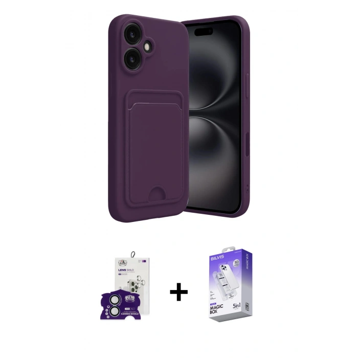 MARSİLYAN™- iPhone 16 Kılıf Vadi Çizgi Prime - Siyah Bilvis 5in1 3D Magic Cam Ekran Koruyucu + Bilvis Titan Kamera Lens - YL