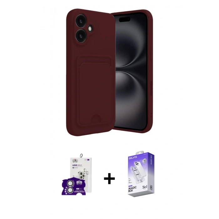 MARSİLYAN™- iPhone 16 Kılıf Vadi Çizgi Prime - Siyah Bilvis 5in1 3D Magic Cam Ekran Koruyucu + Bilvis Titan Kamera Lens - GS