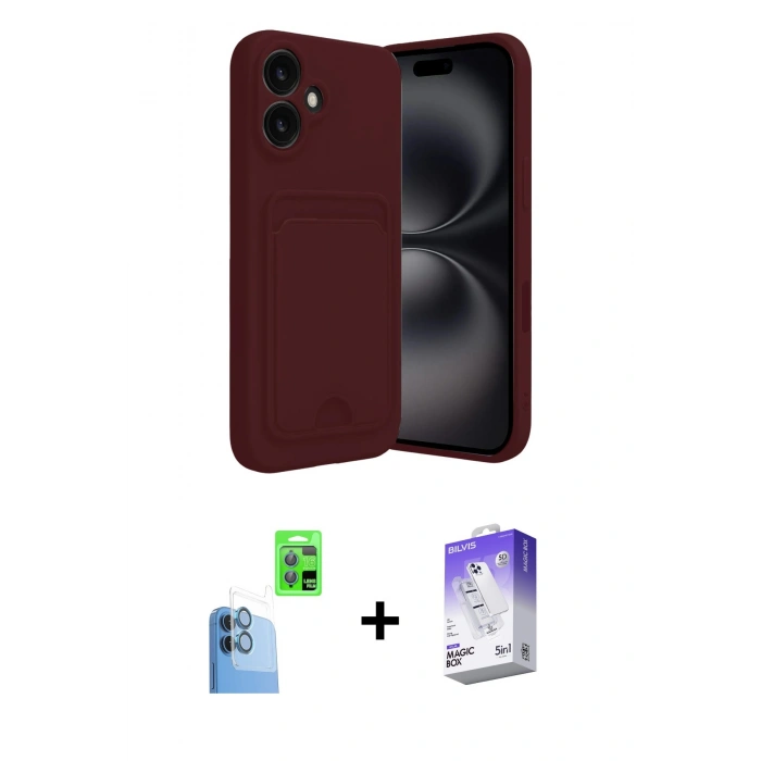 MARSİLYAN™- iPhone 16 Kılıf Vadi Çizgi Prime - Siyah Bilvis 5in1 3D Magic Cam Ekran Koruyucu + Raze Metal Kamera Lens - LT