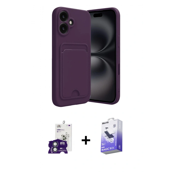 MARSİLYAN™- iPhone 16 Kılıf Vadi Çizgi Prime - Siyah Bilvis 5in1 5D Magic Hayalet Cam Ekran Koruyucu + Bilvis Titan Kamera Lens - YL