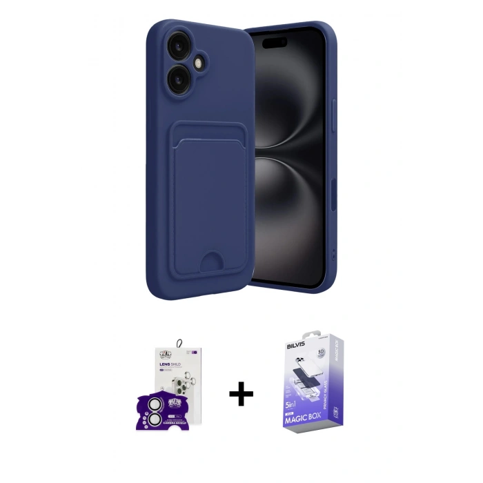 MARSİLYAN™- iPhone 16 Kılıf Vadi Çizgi Prime - Siyah Bilvis 5in1 5D Magic Hayalet Cam Ekran Koruyucu + Bilvis Titan Kamera Lens - GS