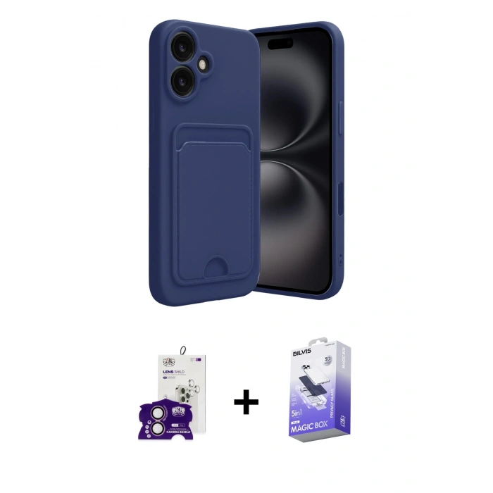 MARSİLYAN™- iPhone 16 Kılıf Vadi Çizgi Prime - Siyah Bilvis 5in1 5D Magic Hayalet Cam Ekran Koruyucu + Bilvis Titan Kamera Lens - PE