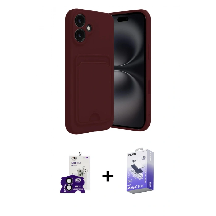 MARSİLYAN™- iPhone 16 Kılıf Vadi Çizgi Prime - Siyah Bilvis 5in1 5D Magic Hayalet Cam Ekran Koruyucu + Siyah Bilvis Titan Kamera Lens