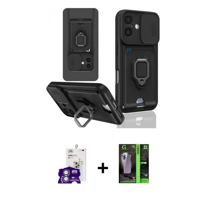 MARSİLYAN™- iPhone 16 Kılıf Vadi Form Prime - Şeffaf 360 Full Body Arka Koruyucu + Bilvis Titan Kamera Lens - GS