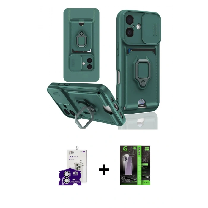 MARSİLYAN™- iPhone 16 Kılıf Vadi Form Prime - Şeffaf 360 Full Body Arka Koruyucu + Bilvis Titan Kamera Lens - GS