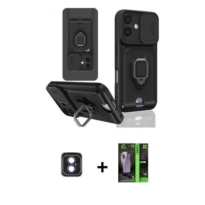MARSİLYAN™- iPhone 16 Kılıf Vadi Form Prime - Şeffaf 360 Full Body Arka Koruyucu + PVD Metal Kamera Lens - MI