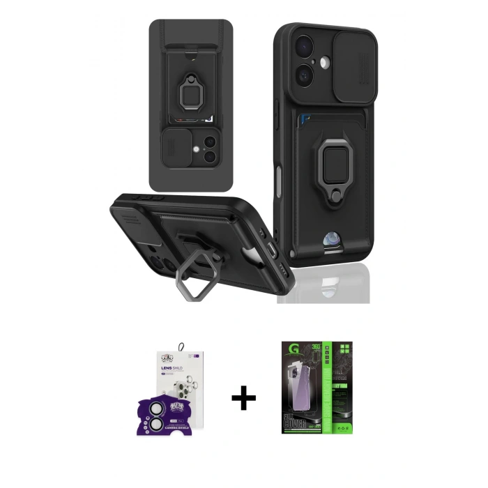 MARSİLYAN™- iPhone 16 Kılıf Vadi Form Prime - Şeffaf 360 Full Body Arka Koruyucu + Bilvis Titan Kamera Lens - YL