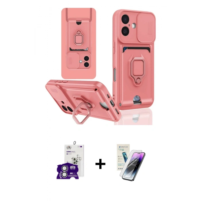 MARSİLYAN™- iPhone 16 Kılıf Vadi Form Prime - Şeffaf Pasifik Cam Ekran Koruyucu + Bilvis Titan Kamera Lens - GS