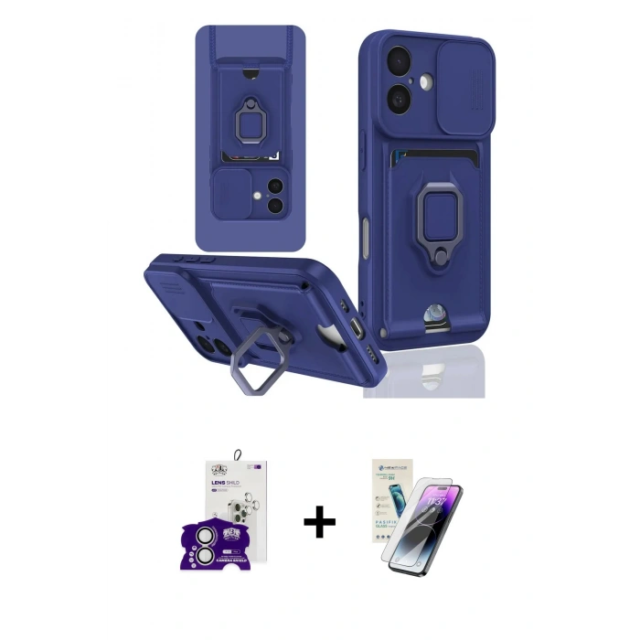 MARSİLYAN™- iPhone 16 Kılıf Vadi Form Prime - Şeffaf Pasifik Cam Ekran Koruyucu + Bilvis Titan Kamera Lens - GS