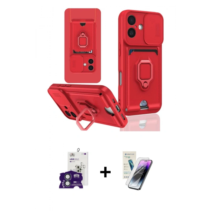 MARSİLYAN™- iPhone 16 Kılıf Vadi Form Prime - Şeffaf Pasifik Cam Ekran Koruyucu + Bilvis Titan Kamera Lens - YL