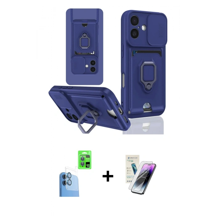 MARSİLYAN™- iPhone 16 Kılıf Vadi Form Prime - Şeffaf Pasifik Cam Ekran Koruyucu + Raze Metal Kamera Lens - LT