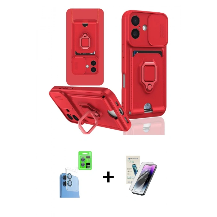 MARSİLYAN™- iPhone 16 Kılıf Vadi Form Prime - Şeffaf Pasifik Cam Ekran Koruyucu + Raze Metal Kamera Lens - LT