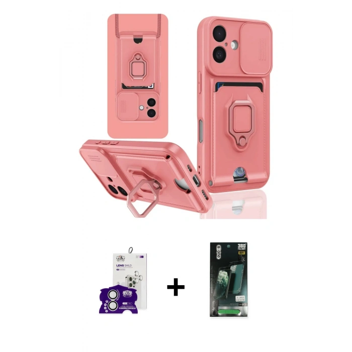 MARSİLYAN™- iPhone 16 Kılıf Vadi Form Prime - Siyah 360 Mat Full Body Arka Koruyucu + Bilvis Titan Kamera Lens - GS