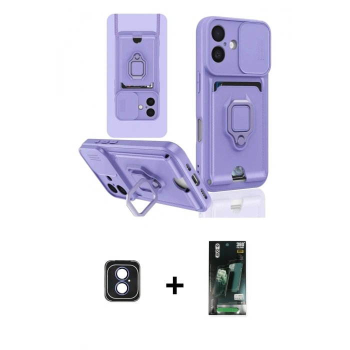 MARSİLYAN™- iPhone 16 Kılıf Vadi Form Prime - Siyah 360 Mat Full Body Arka Koruyucu + PVD Metal Kamera Lens - MI