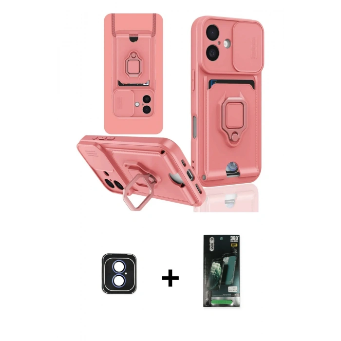 MARSİLYAN™- iPhone 16 Kılıf Vadi Form Prime - Siyah 360 Mat Full Body Arka Koruyucu + PVD Metal Kamera Lens - MI