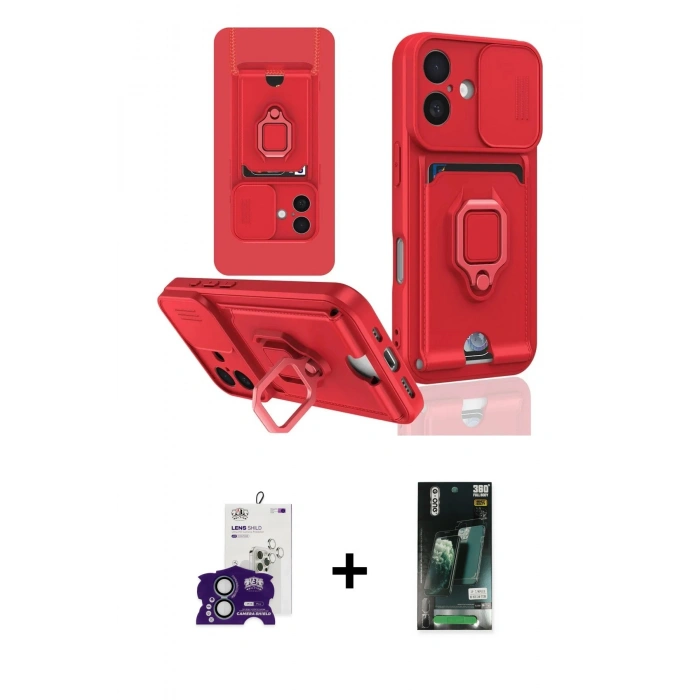 MARSİLYAN™- iPhone 16 Kılıf Vadi Form Prime - Siyah 360 Mat Full Body Arka Koruyucu + Bilvis Titan Kamera Lens - YL