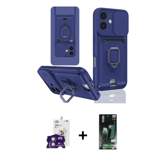 MARSİLYAN™- iPhone 16 Kılıf Vadi Form Prime - Siyah 360 Mat Full Body Arka Koruyucu + Bilvis Titan Kamera Lens - YL